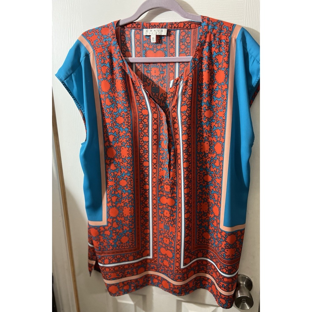 Chaus Ladies Sleeveless Top Bright Vibrant Colors XL‎